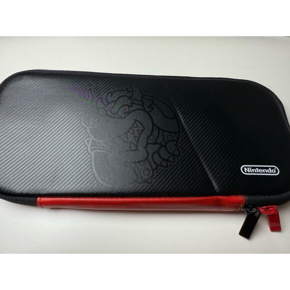 Nintendo Switch Carry Case Travel Mario Bowser Red w/‎ Black Zipper - Picture 2 of 4